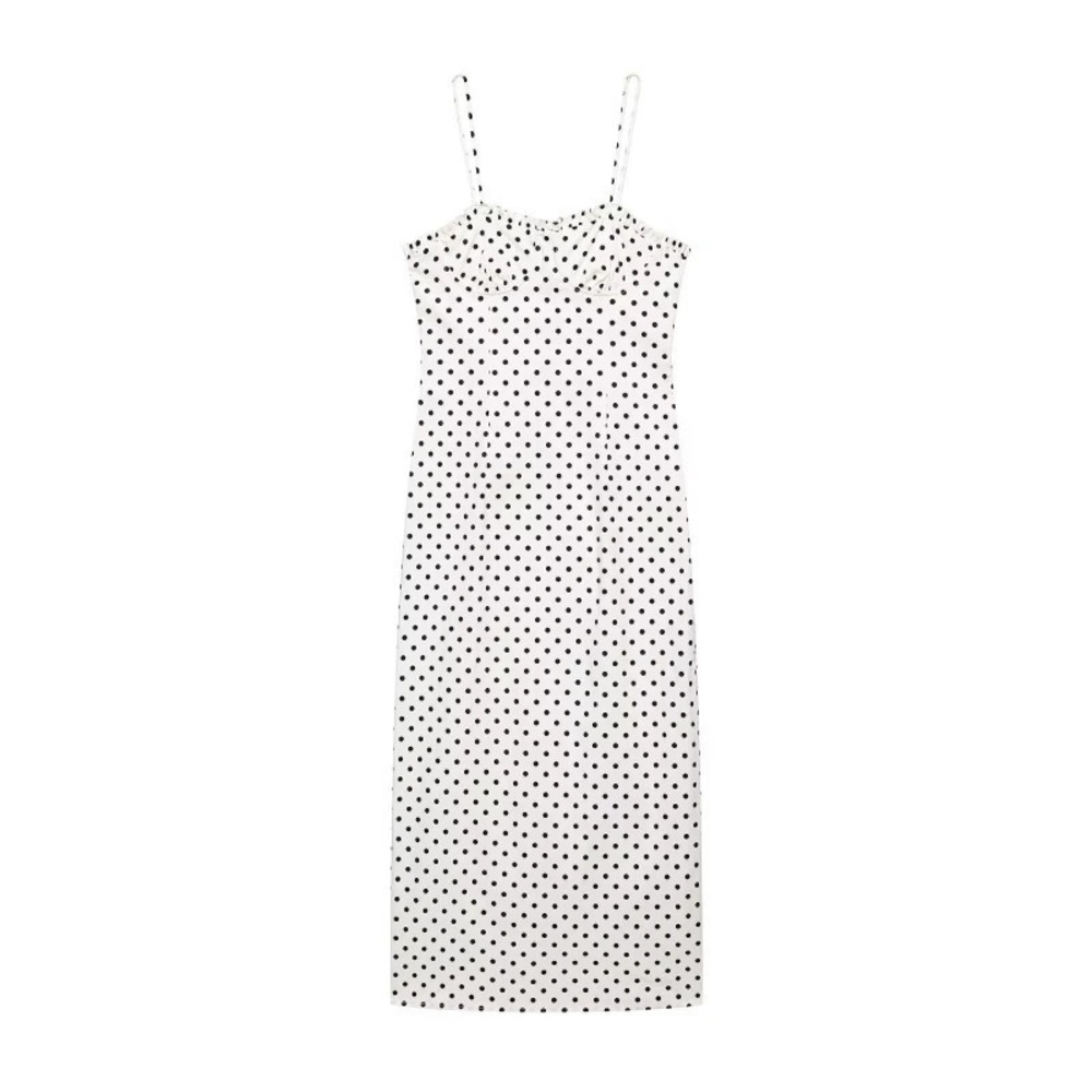 ZARA Feng Corset Polka Dot Midi Dress